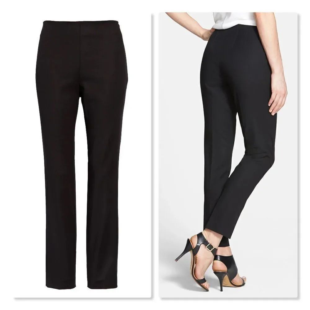 Vince Camuto Side Zip Double Weave Ankle Pants - size 0 in Black
